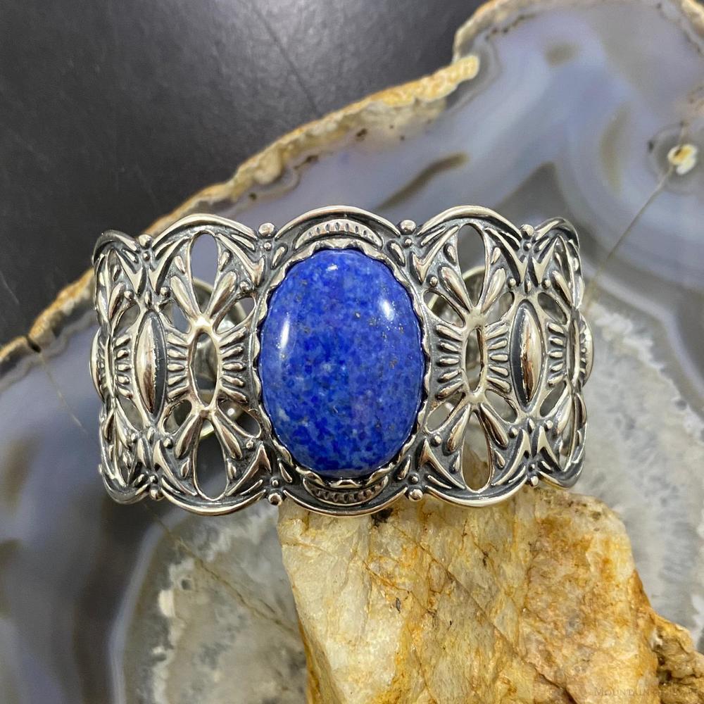 Carolyn Pollack Vintage Southwestern Style Sterling Oval Denim Lapis Bracelet - Picture 4 of 10